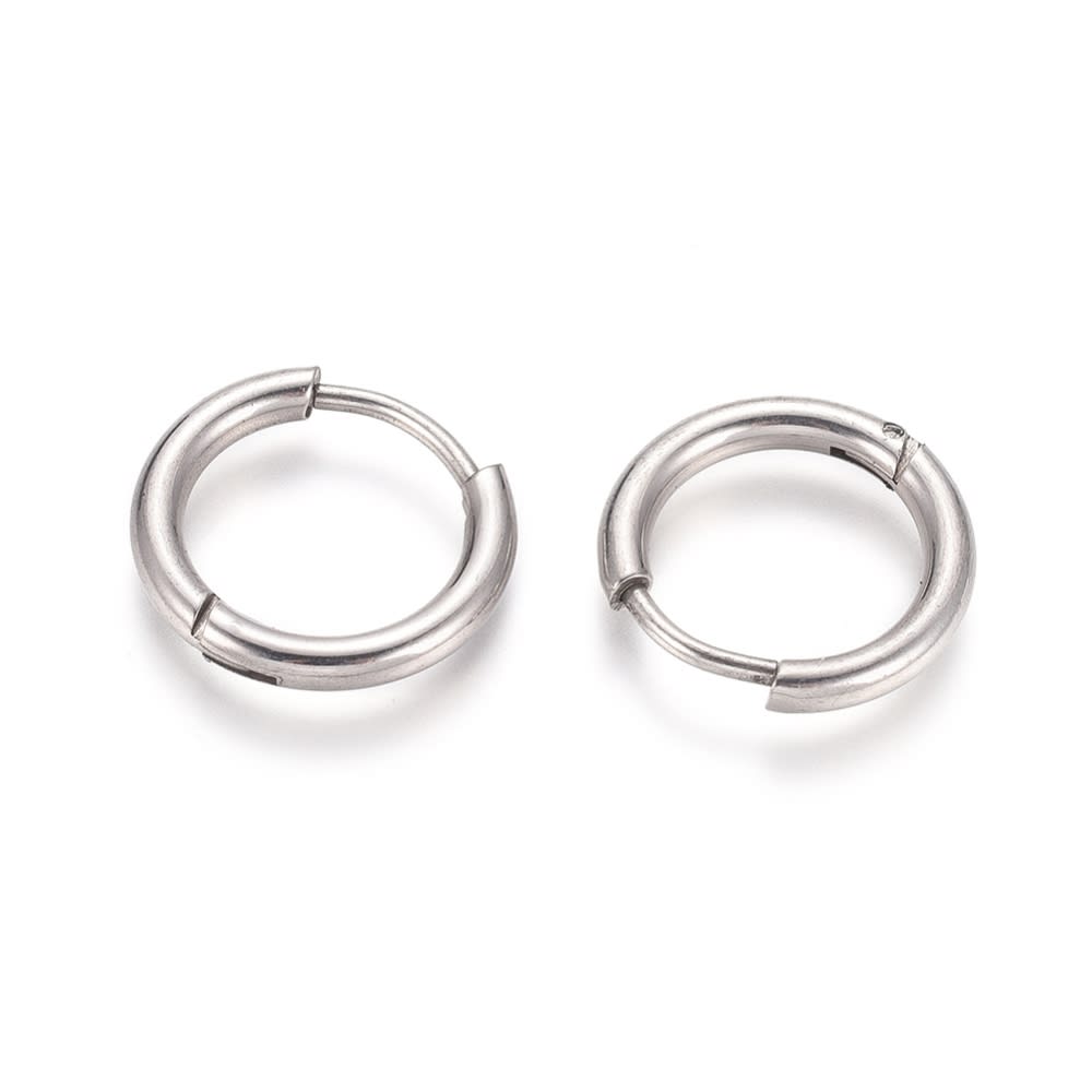 Aros argollas huggie acero quirúrgico aretes hipoalargénicos 14x2 mm / par6