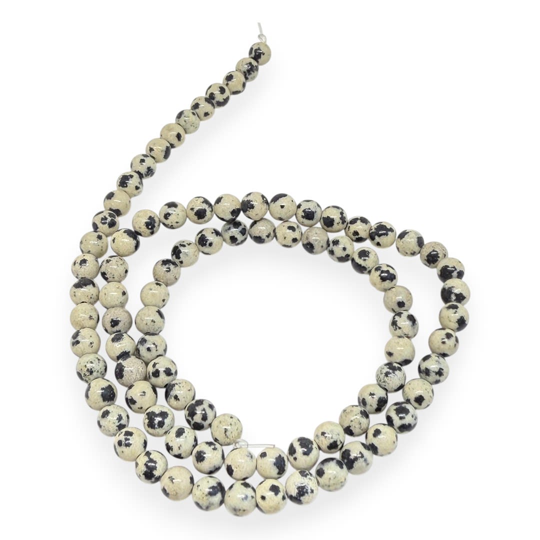 Sarta abalorios cuentas piedra jaspe dálmata / tira3