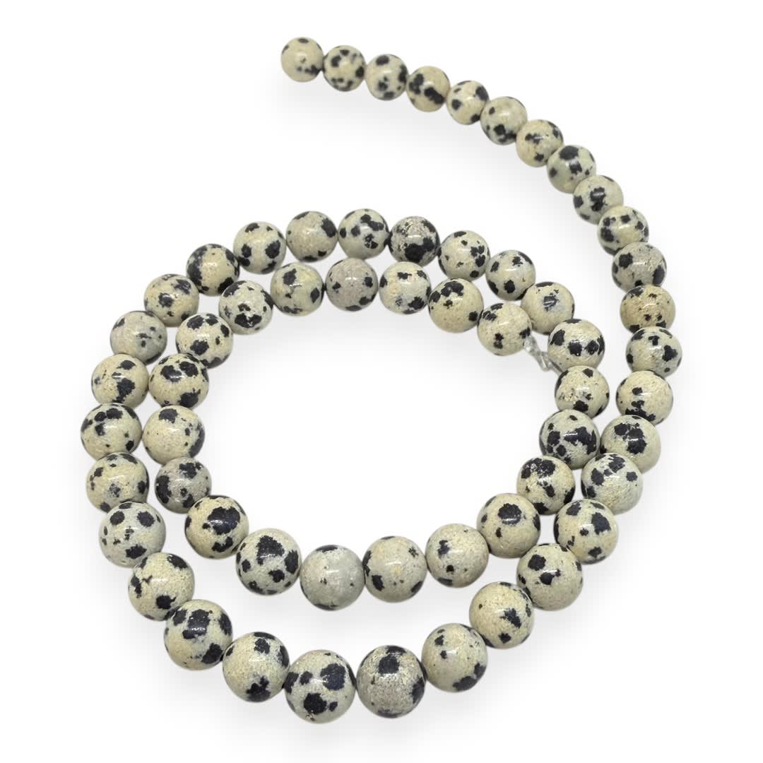 Sarta abalorios cuentas piedra jaspe dálmata / tira2