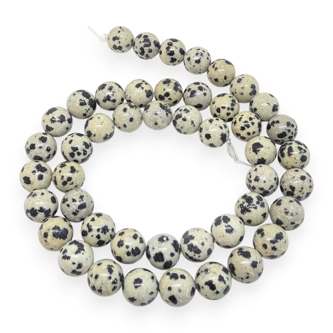 Sarta abalorios cuentas piedra jaspe dálmata / tira1
