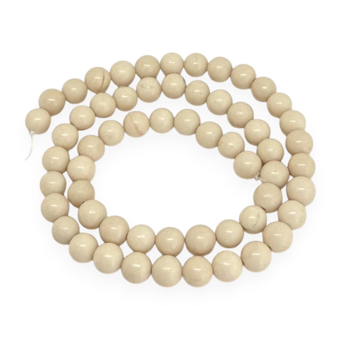 Sarta abalorios cuentas piedra fosil marfil / tira2