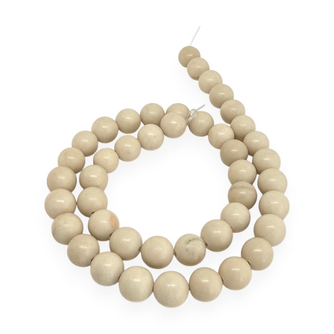 Sarta abalorios cuentas piedra fosil marfil / tira1