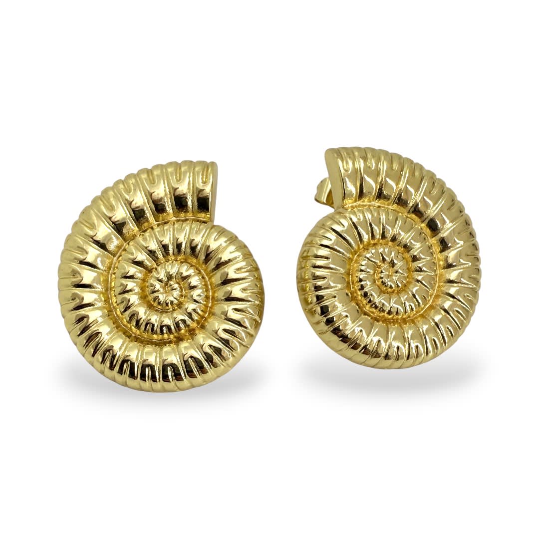 Aros topo topito caracol terrestre mar verano baño de oro / par1