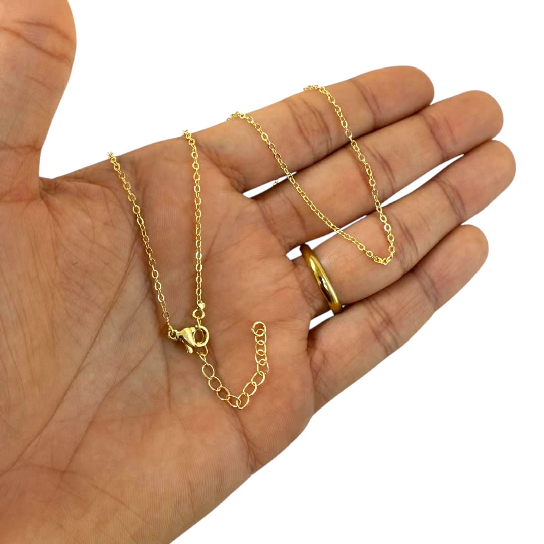 Cadena armada eslabones 2x1 mm con extensión baño de oro / unidad2