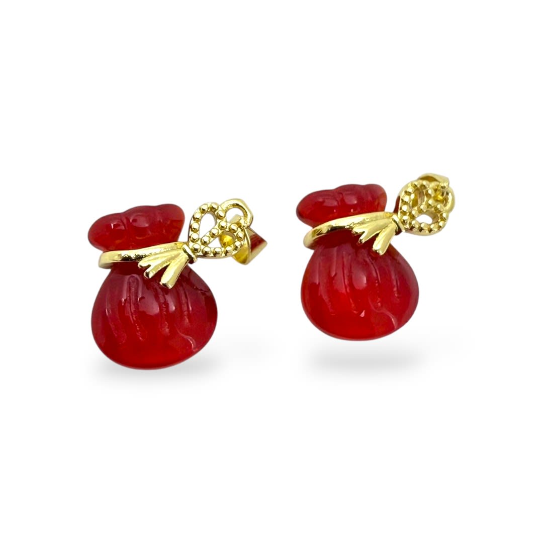 Dije colgante bolsa saquito dinero fortuna rojo baño oro / unidad2