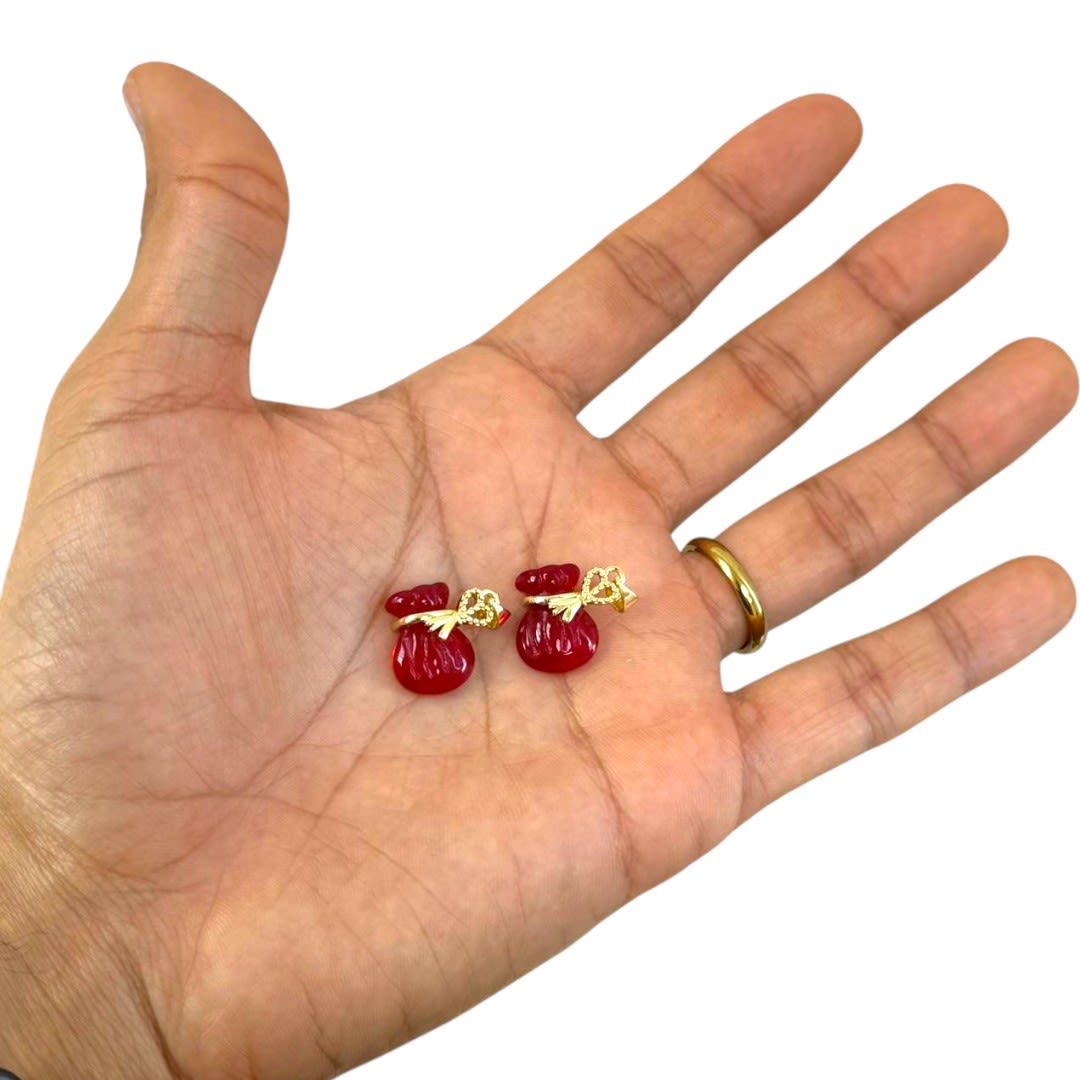 Dije colgante bolsa saquito dinero fortuna rojo baño oro / unidad3