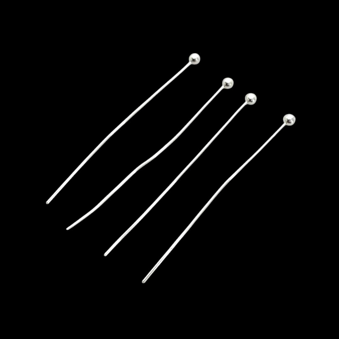 Alfiler vastago cabeza bola baño de plata / gramo1