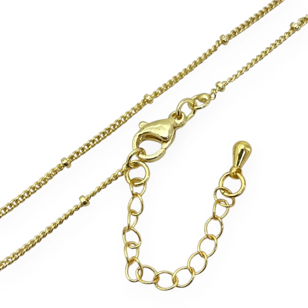 Cadena armada tejido balines 1 mm baño oro / unidad1