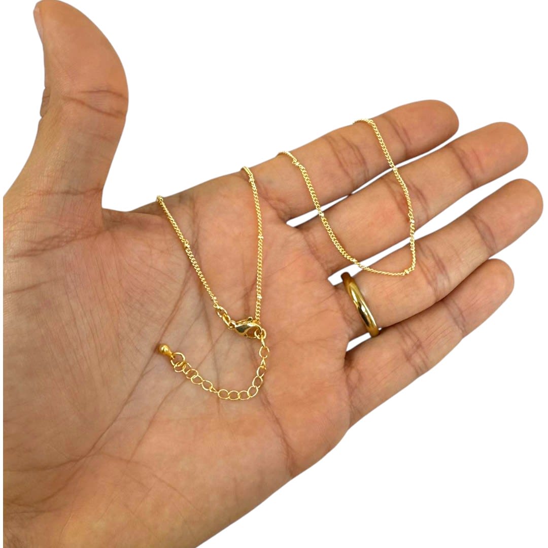 Cadena armada tejido balines 1 mm baño oro / unidad2