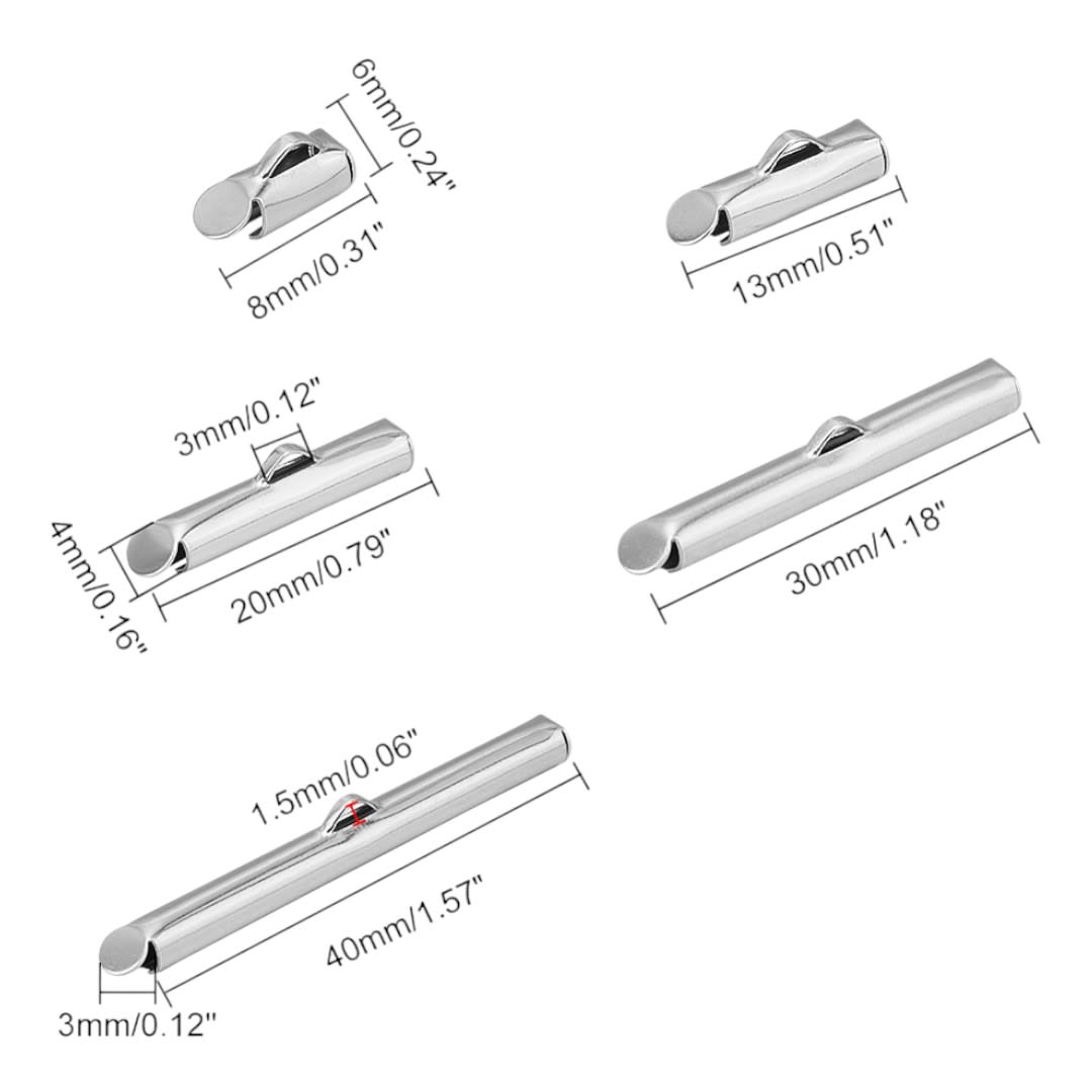 Terminal tubo pulsera collar 8-40 mm acero plateado / par2