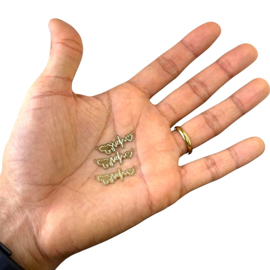 Dije conector mapa corazón venezuela 27x10 mm gold-filled / unidad2