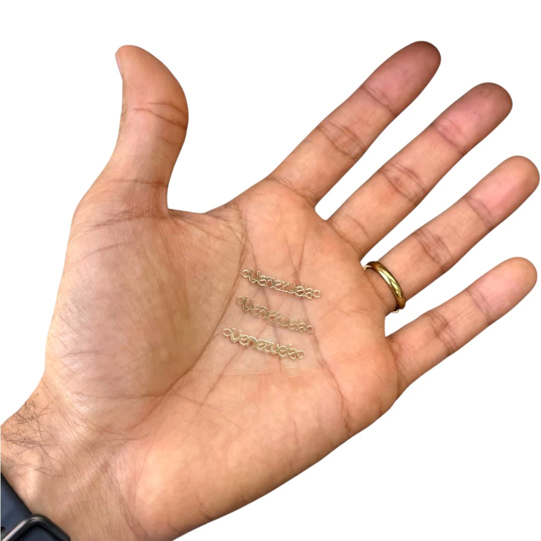 Dije conector palabra venezuela 26x5 mm gold-filled / unidad2