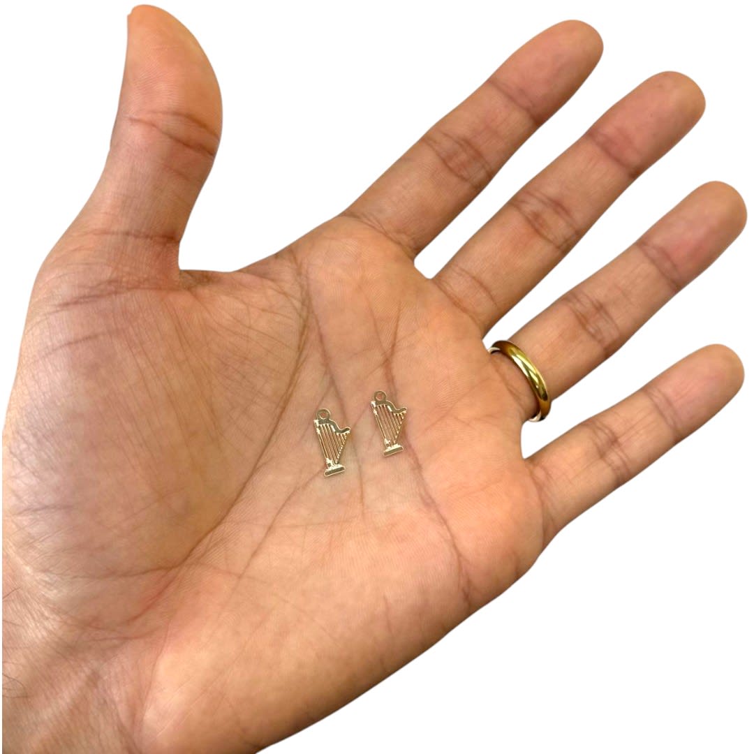 Dije colgante arpa llanera venezuela 14x8 mm gold-filled / unidad2