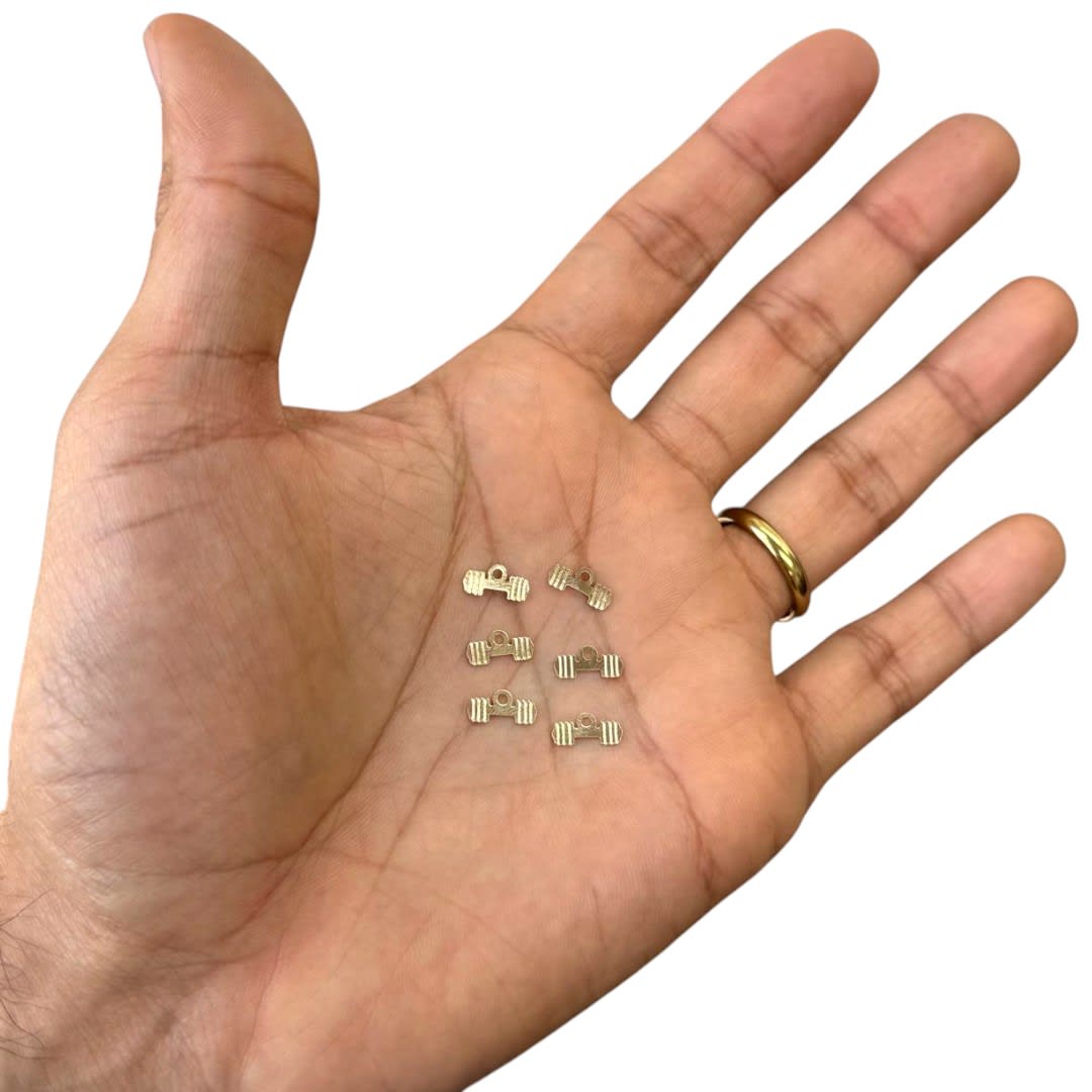 Dije colgante pesa mancuerna gym 10x4 mm gold-filled / unidad2