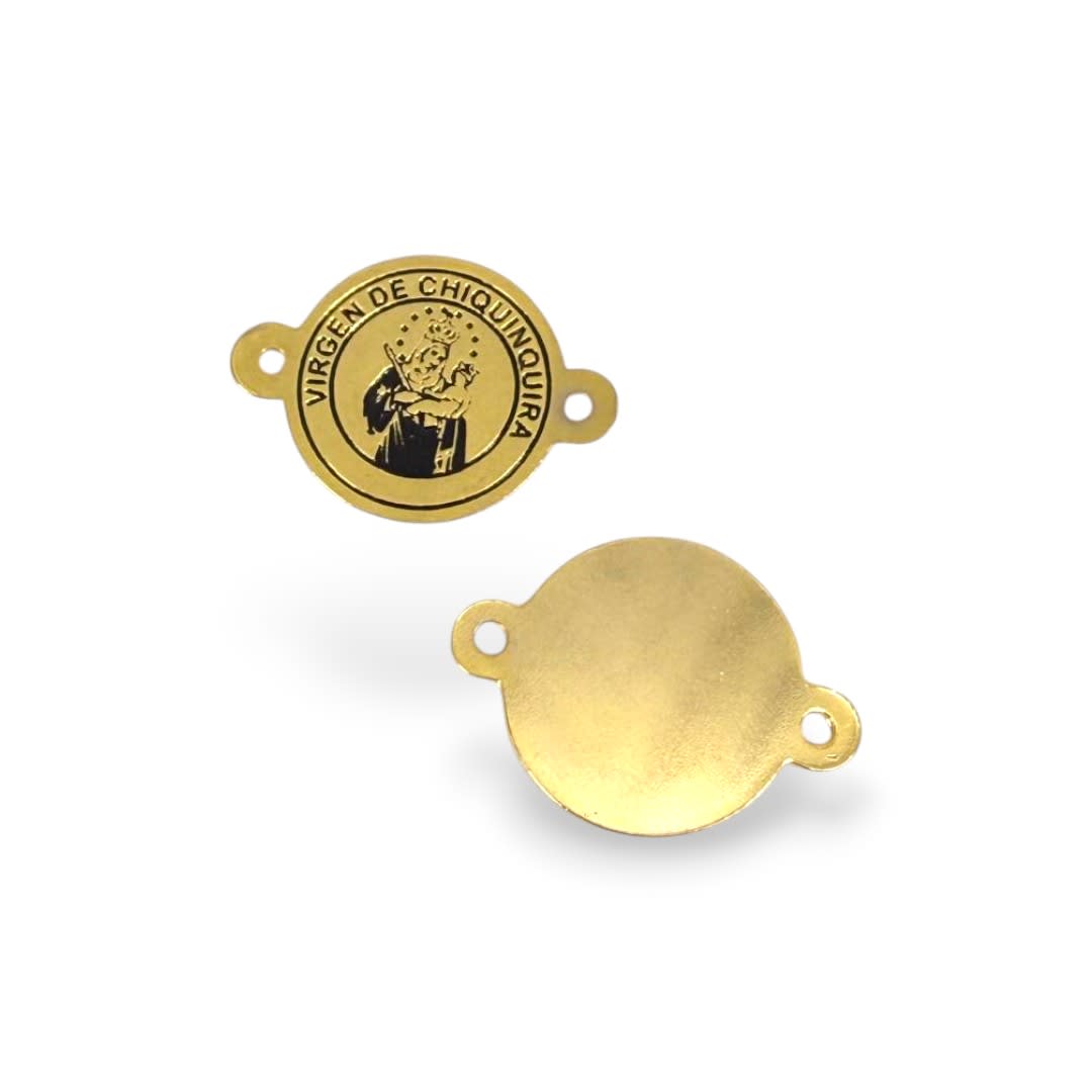 Dije conector medalla virgen Chiquinquirá 17x18 mm gold-filled / unidad3