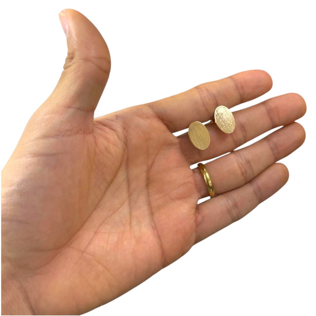 Base de aros topito ovalada 16x11 mm baño de oro / par2