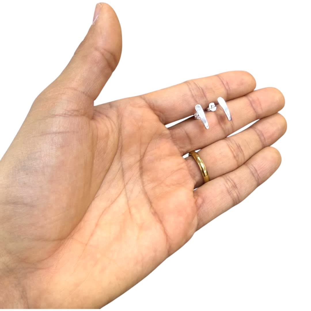 Base de aros topito palito 15x3 mm baño plata / par2