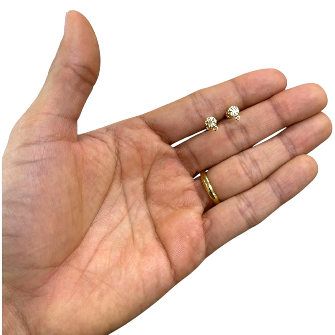 Base de aros topito redonda pequeña 5 mm baño oro / par2