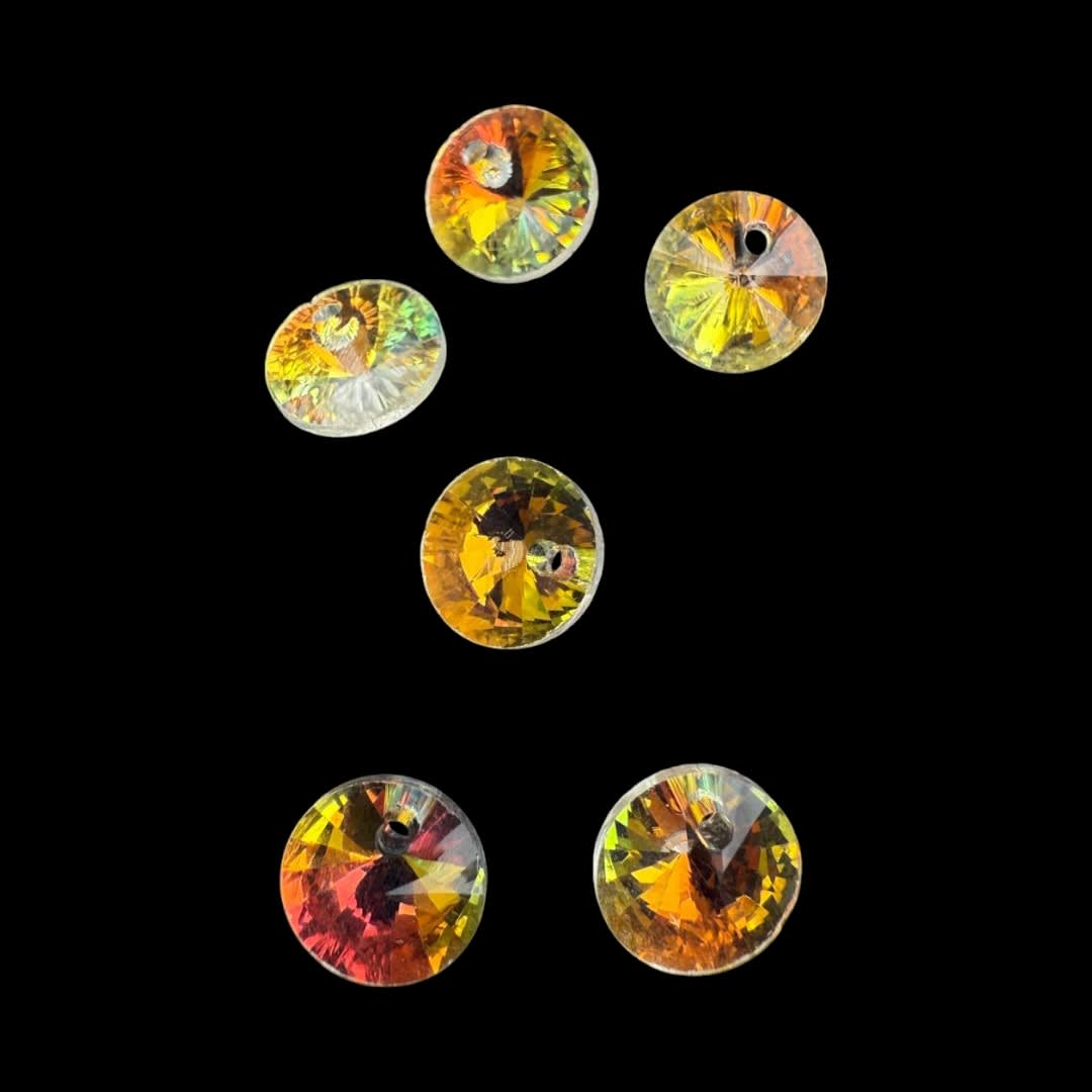 Pasador cristal chino tornasolado 8 mm círculo plano / unidad2