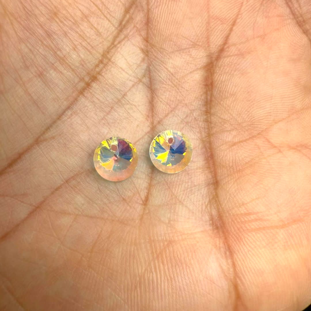 Pasador cristal chino tornasolado 8 mm círculo plano / unidad3