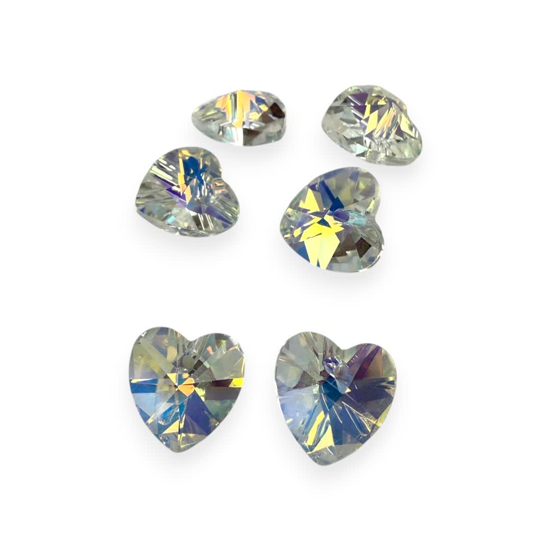 Pasador cristal chino tornasolado 12 mm corazón / unidad1