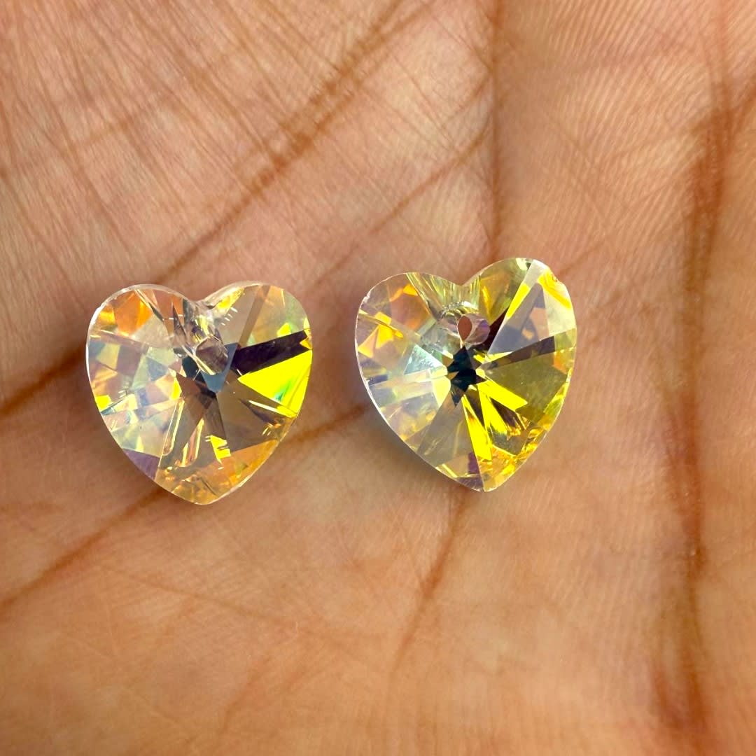 Pasador cristal chino tornasolado 12 mm corazón / unidad4