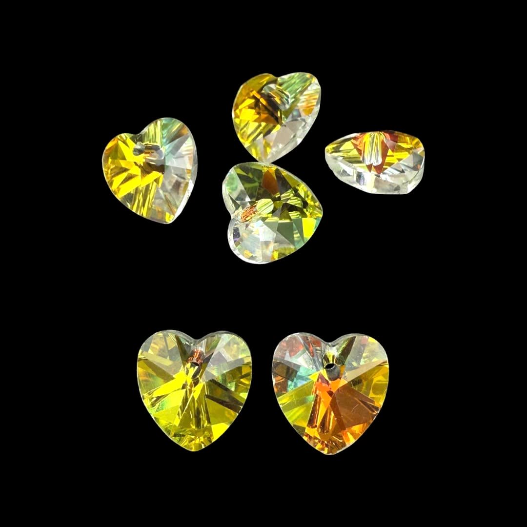 Pasador cristal chino tornasolado 12 mm corazón / unidad2