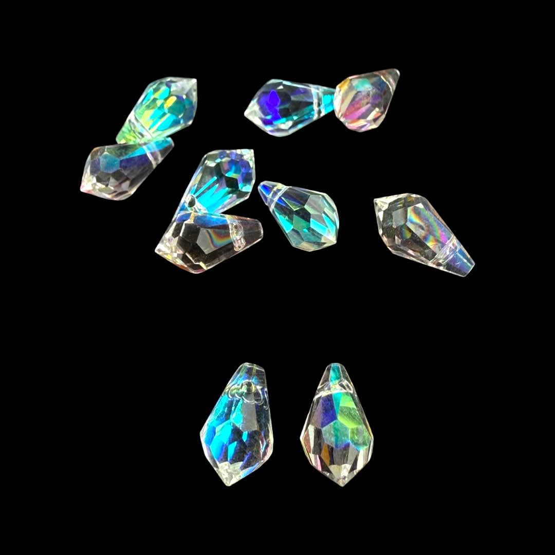 Pasador cristal chino tornasolado 11x5 mm gota / unidad2