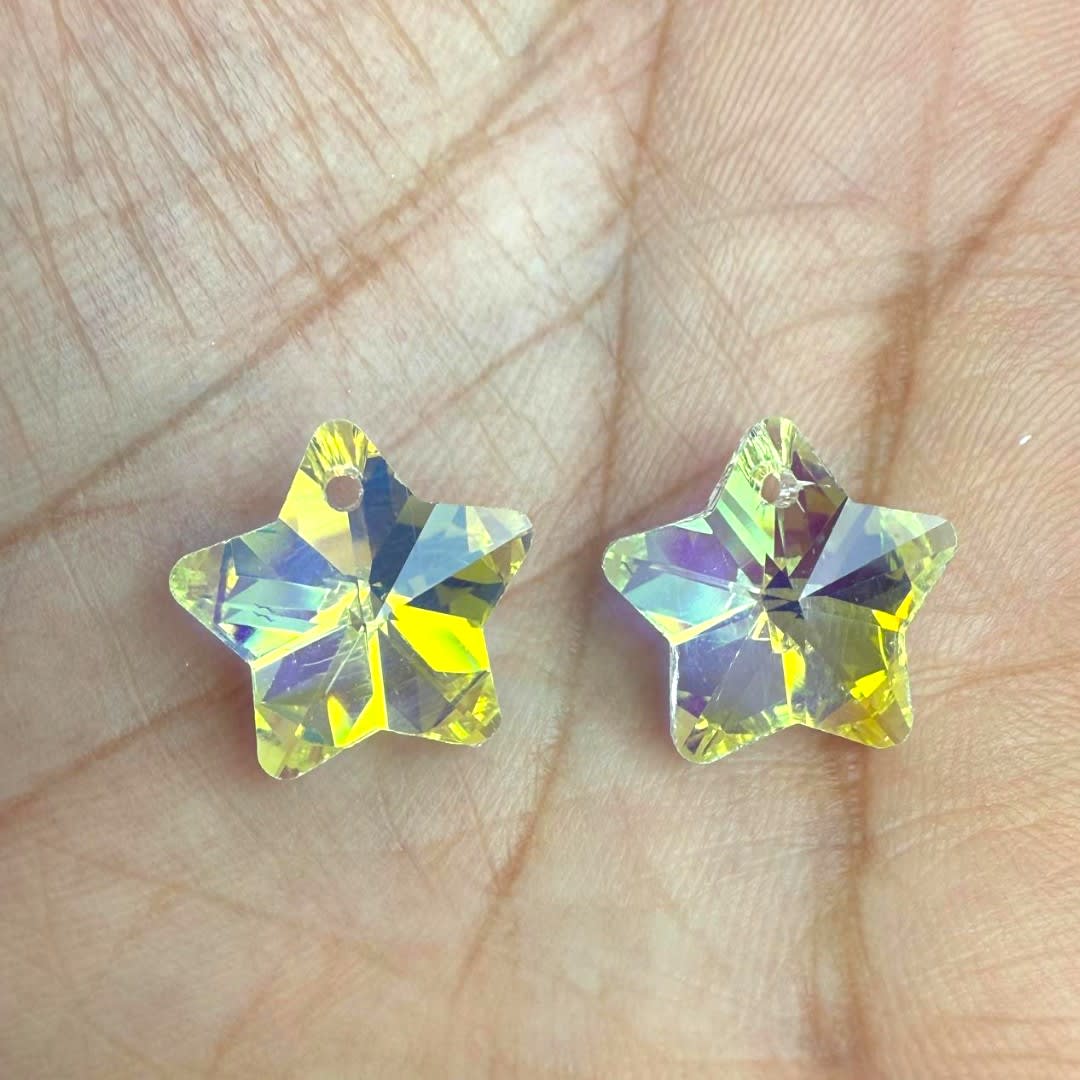 Pasador cristal chino tornasolado 13 mm estrella / unidad4