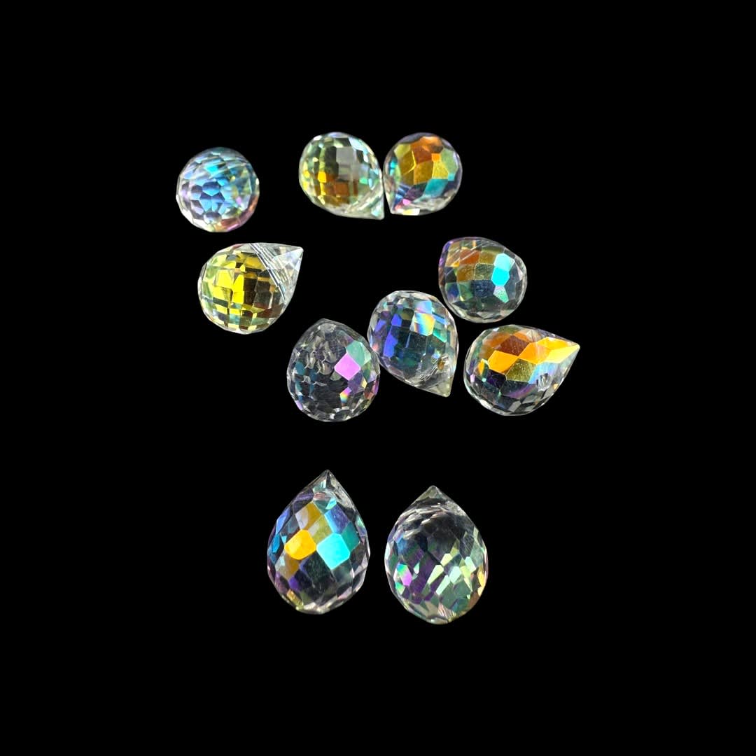 Pasador cristal chino tornasolado 10x8 mm gota ancha / unidad2