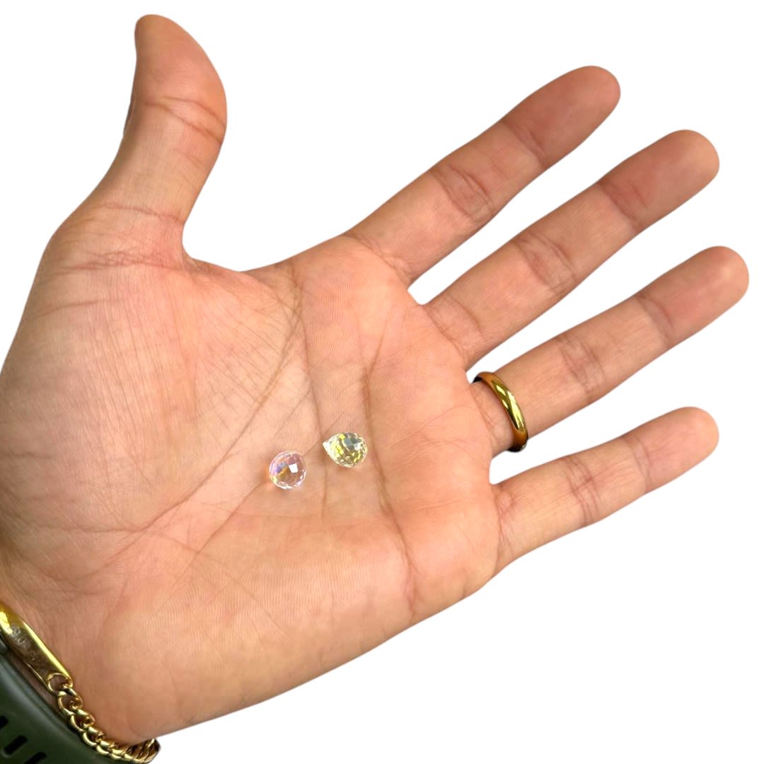 Pasador cristal chino tornasolado 10x8 mm gota ancha / unidad4