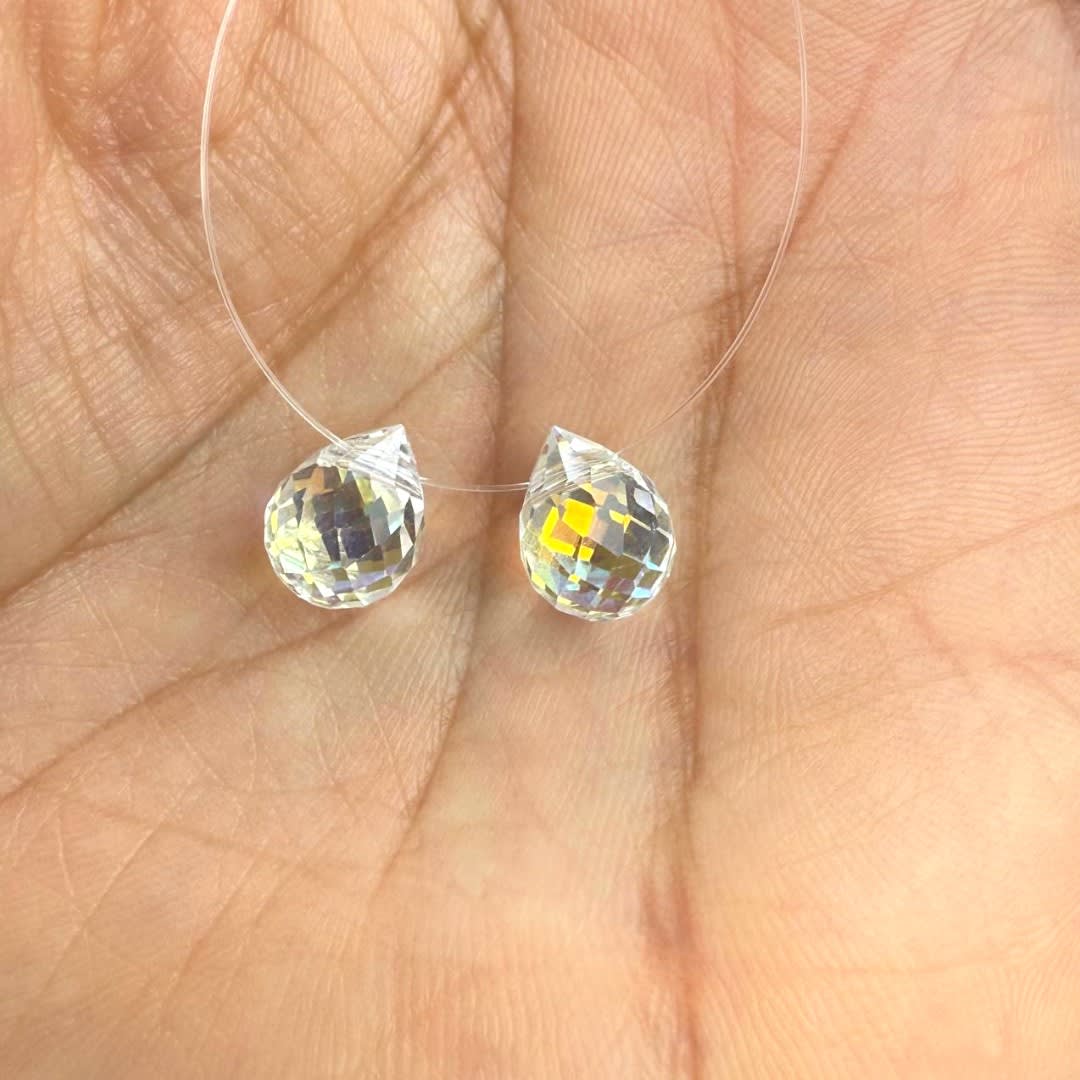 Pasador cristal chino tornasolado 10x8 mm gota ancha / unidad3