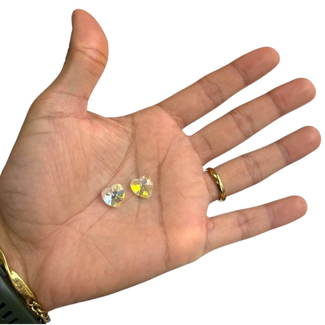 Pasador cristal chino tornasolado 12 mm corazón / unidad3