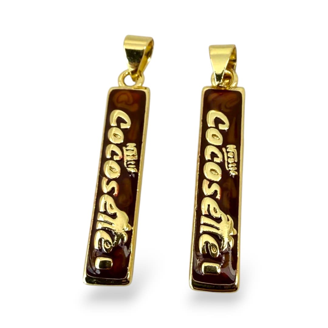 Dije colgante esmaltado cocosette venezolano 25x6 mm baño de oro / unidad1