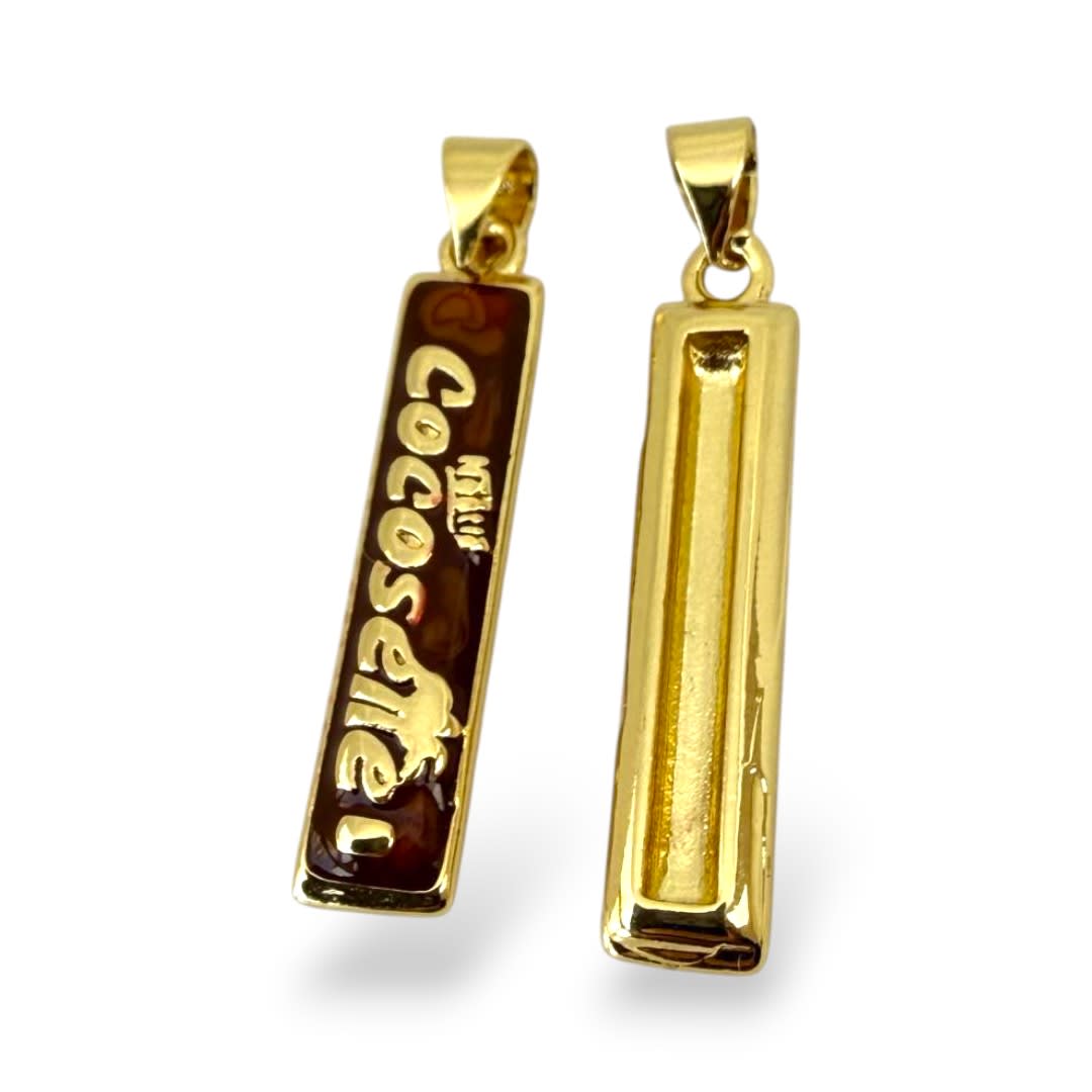 Dije colgante esmaltado cocosette venezolano 25x6 mm baño de oro / unidad3