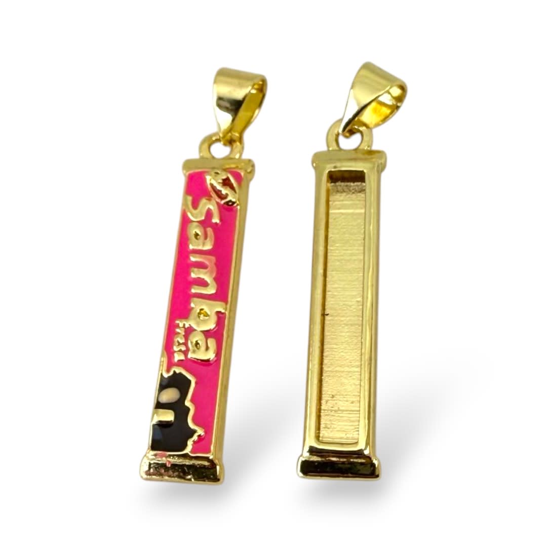 Dije colgante esmaltado samba venezolano 25x6 mm baño de oro / unidad3