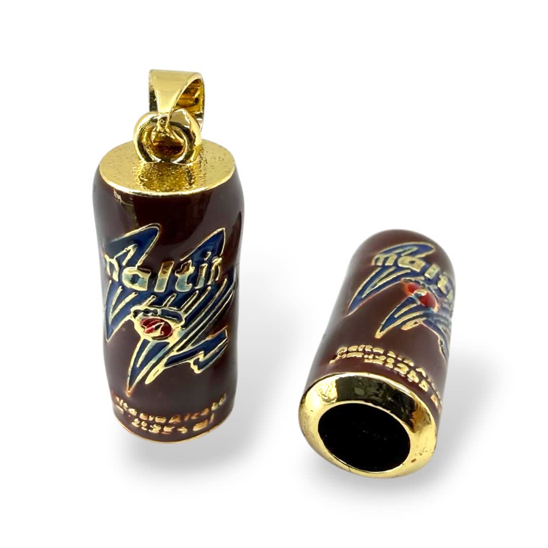 Dije colgante esmaltado maltín polar lata 3D 20x8 mm baño de oro / unidad1