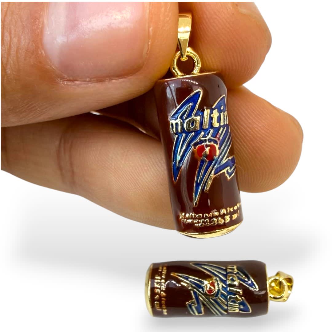 Dije colgante esmaltado maltín polar lata 3D 20x8 mm baño de oro / unidad3