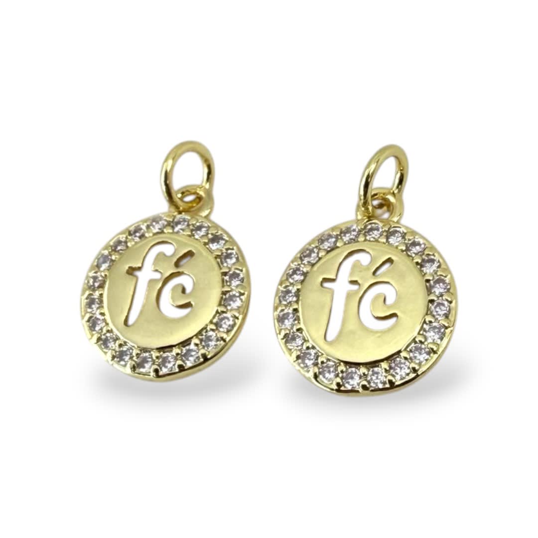 Dije colgante medalla fe zircón baño de oro / unidad1