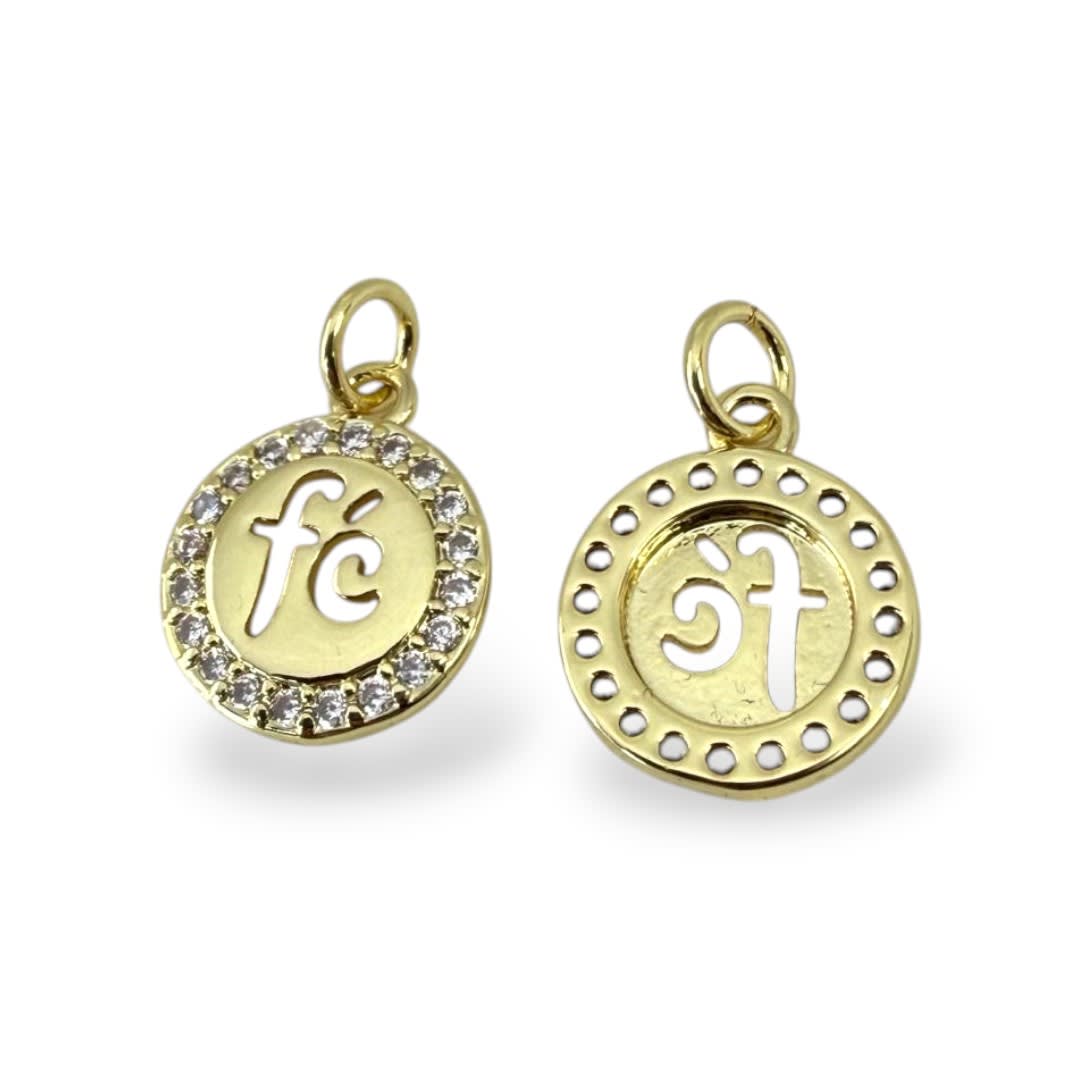 Dije colgante medalla fe zircón baño de oro / unidad3