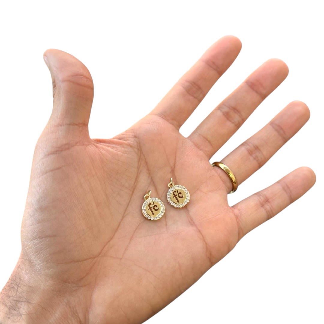 Dije colgante medalla fe zircón baño de oro / unidad2