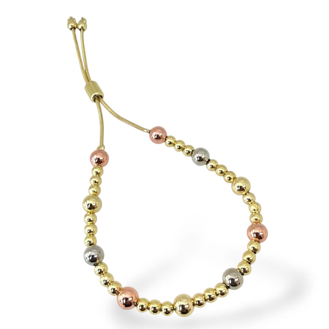 Pulsera ajustable balines oro rosa plateado / unidad1