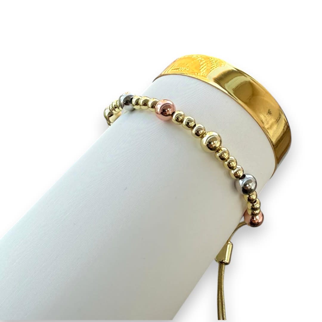 Pulsera ajustable balines oro rosa plateado / unidad2