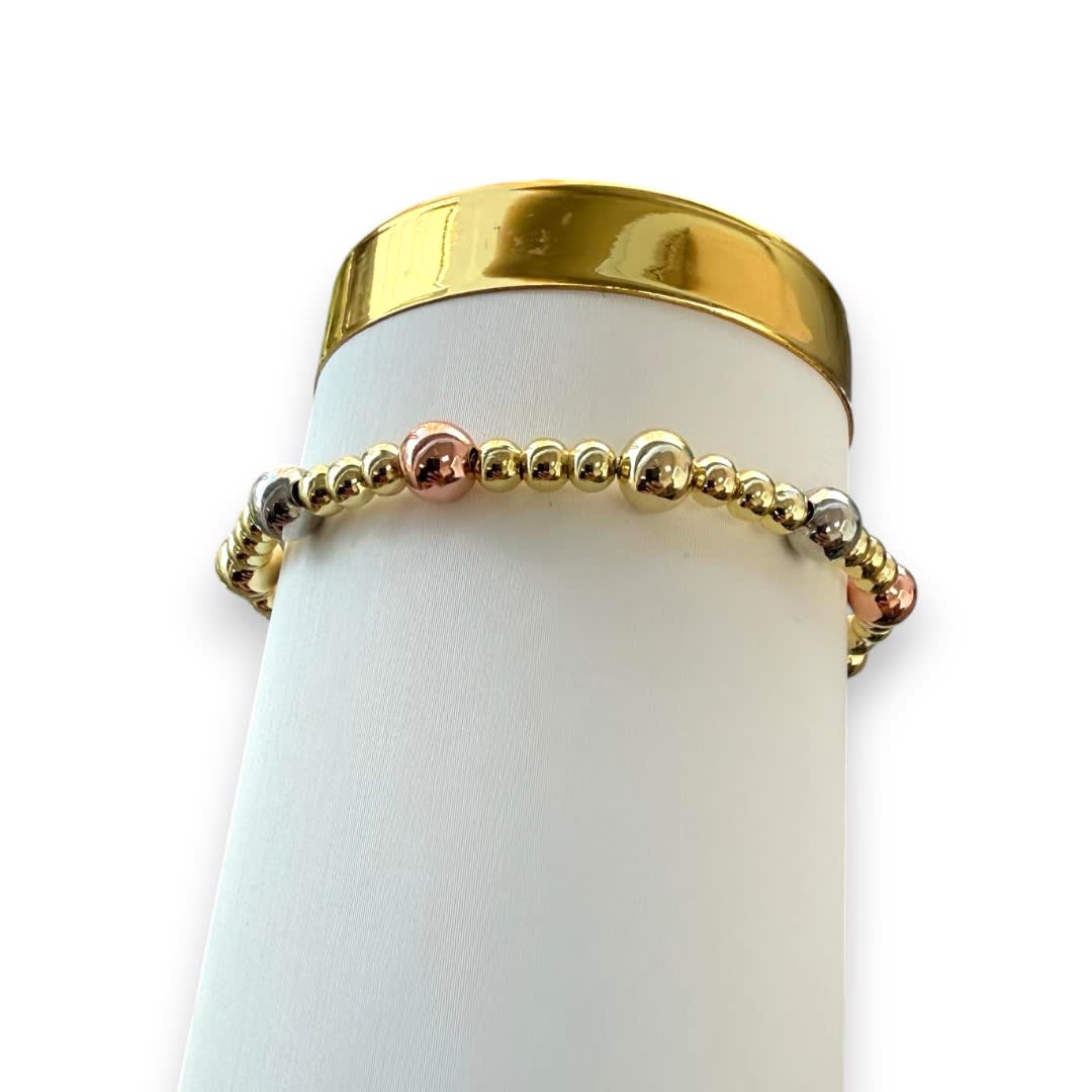 Pulsera ajustable balines oro rosa plateado / unidad3