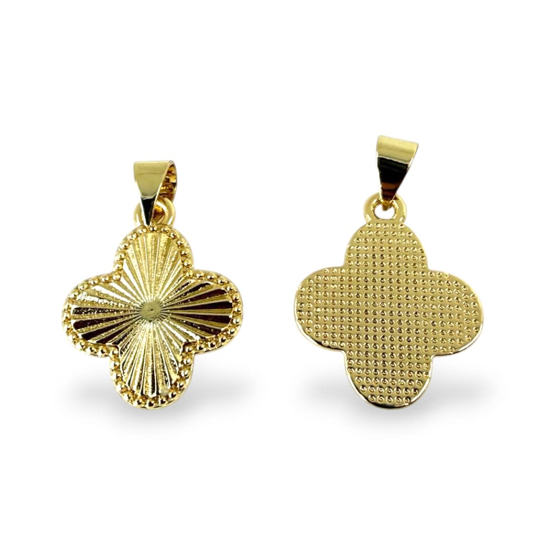 Dije colgante trébol dorado 15 mm baño de oro / unidad3
