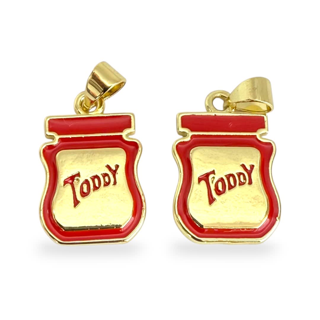 Dije colgante esmaltado chocolate toddy Venezolano baño de oro / unidad1
