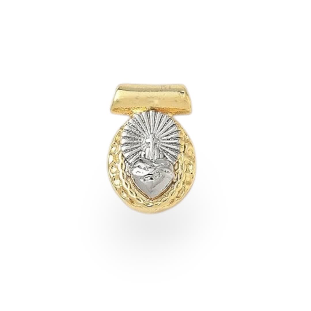 Dije pasador escapulario religioso 14x9.5 mm baño oro / unidad15