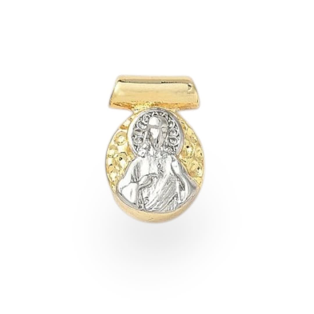 Dije pasador escapulario religioso 14x9.5 mm baño oro / unidad14