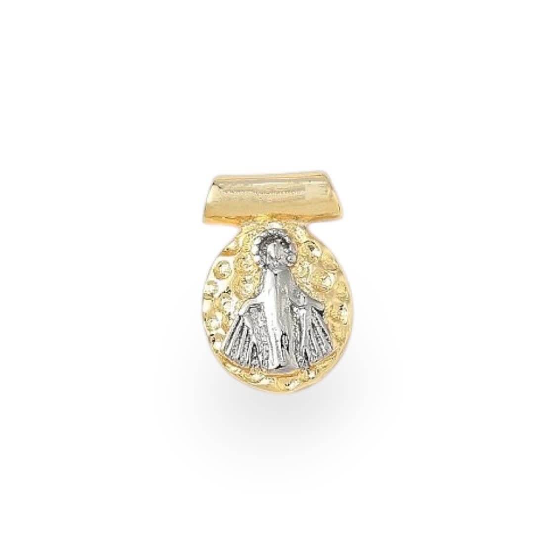 Dije pasador escapulario religioso 14x9.5 mm baño oro / unidad12