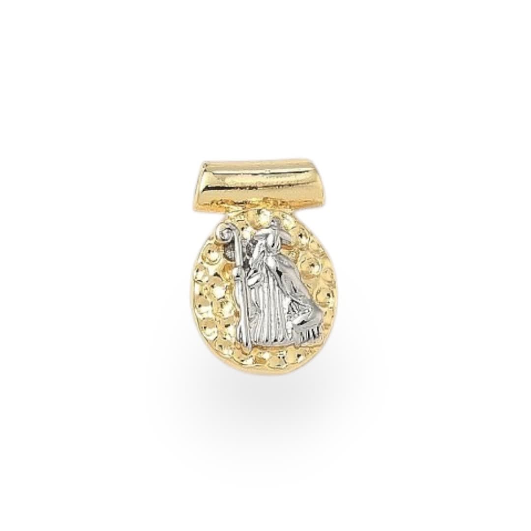 Dije pasador escapulario religioso 14x9.5 mm baño oro / unidad11